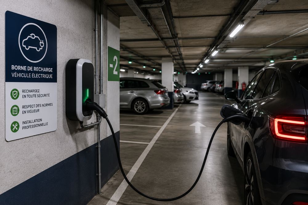 Borne de recharge en parking souterrain : sécurité et installation